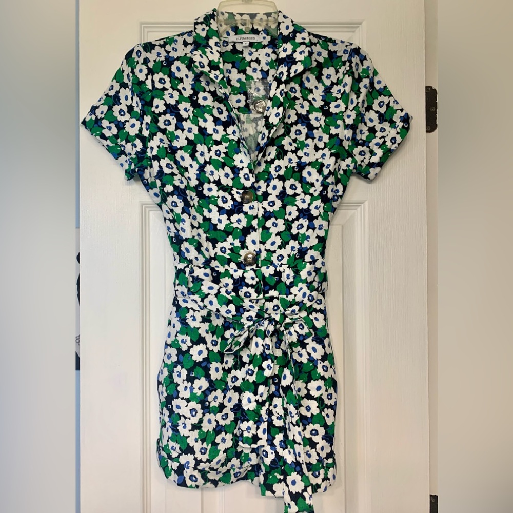 Olivaceous floral romper